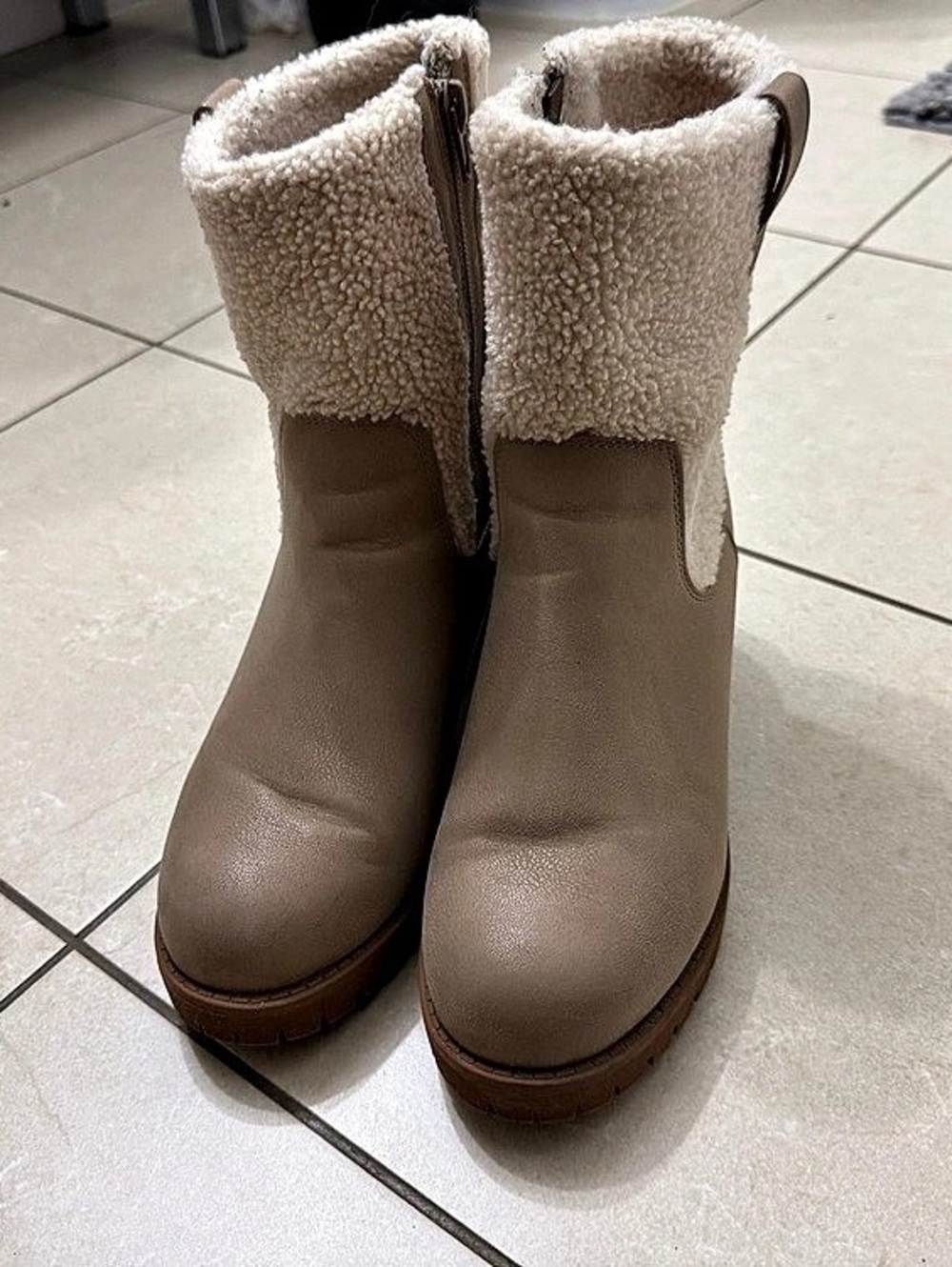MIA Tiler Faux Fur Platform Lug Boot Brown Winter Boots